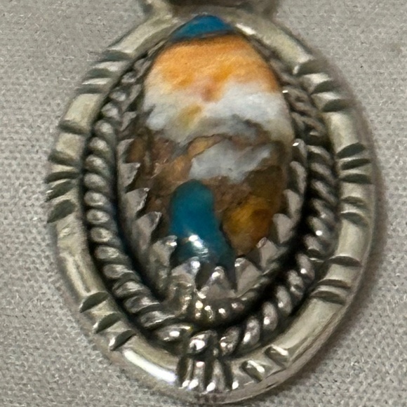 925 Sterling Silver Spiny Oyster Copper Turquoise Oval Orange/White/Blue/Brown - Picture 2 of 13